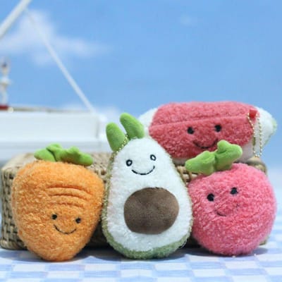 2s/lot 10cm Mignon Fruit avocat pastèque pendentif jouet en peluche carotte pêche poupée rembourrée décoration à suspendre sur sac porte-clés cadeaux