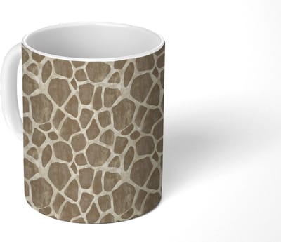 Mok - Koffiemok - Giraf - Patroon - Beige - Bruin - Mokken - 350 ML - Beker - Koffiemokken - Theemok