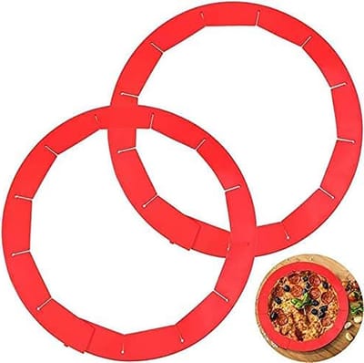Verstelbare siliconen taartkorstbeschermers voor bakken, set van 2, geschikt voor taarten en pizza's van 8-11,4 inch, keukenaccessoires voor perfecte korsten