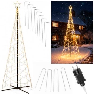 Springos Galaxy LED Kerstboom - Vlaggenmast Verlichting - Inclusief Mast - 3 Meter - Warm wit - 640 LED - Ø 96cm
