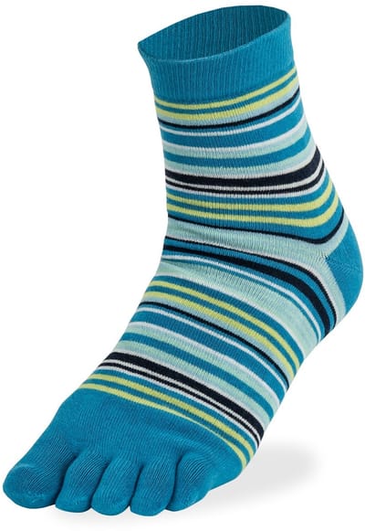 Bonnie Doon Teen Sokken Gestreept Jeans Blauw Dames maat 36/42 - Funky Stripes Toe Sock - Gladde naden - Teensokken - 1 paar - Slippers - Quarters - Strepen - Lengte net boven enkel - Jeans - BP231002.109