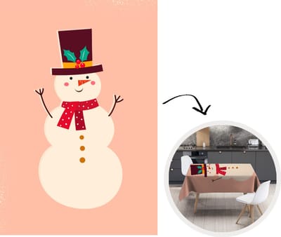 Kerst Tafelkleed - Kerstmis Decoratie - Tafellaken - Sneeuwpop - Kerst - Winter - Kerstmis - Roze - 150x220 cm - Kerstmis Versiering