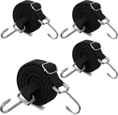 Spanrubber met haken - Bagagespanner elastiek - Lading vastzetten - Plat antislip ontwerp - 4 stuks 1 meter - Zwart