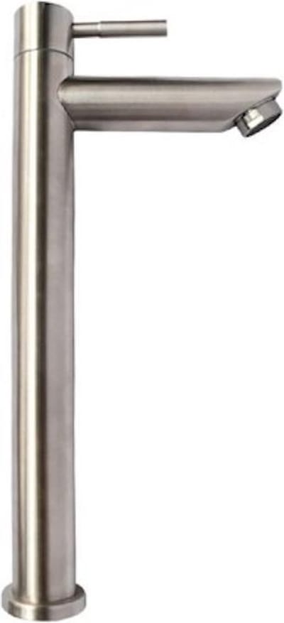 Badkamermeubel Kraan Wastafelkraan Type: 8304- 30cm Hoog - Alleen Koud Water - RVS
