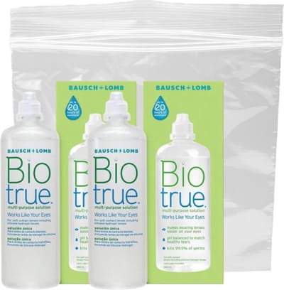 BioTrue reisverpakking 2x60ml [alles-in-één verzorgingssysteem] [zachte lenzen]
