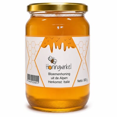 Bloemenhoning 900g Alpen, Italië Honingwinkel (vloeibaar)