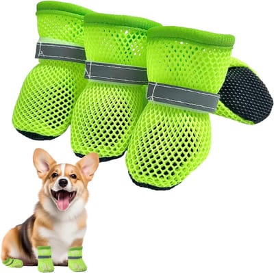 Ademende Honden Sokken - Zachte Mesh Honden Schoenen met Reflecterende Details voor Gewonde Pootjes en Warm Weer (L) - Perfect voor Bescherming en Comfort