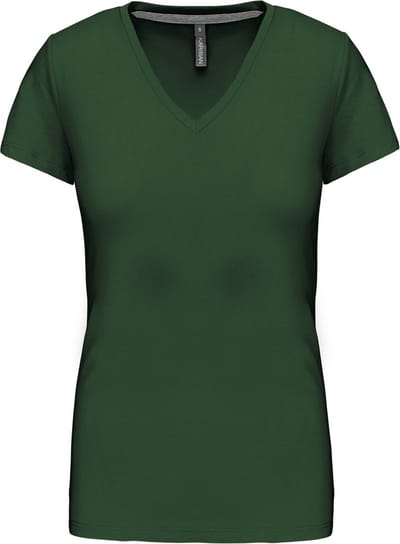 Kariban Dames T-shirt V-hals Korte Mouwen K381 - Forest Green - 3XL