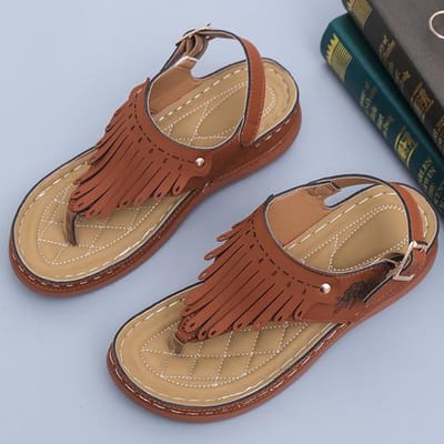 Jmprs Sandales Gladiateur à Pompons Femme Été Sandales Compensées à Pince Femme Grande Taille 43 Slingbacks Plateforme Chaussures de Plage 36 marron