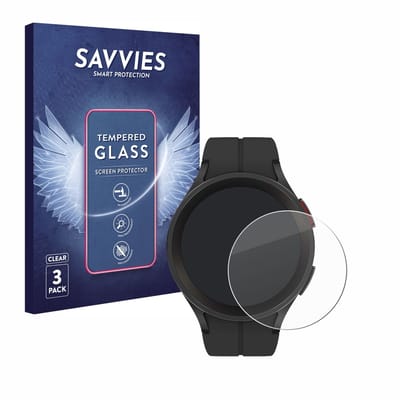 Savvies - Glas Screenprotector voor Samsung Galaxy Watch 5 Pro - Gehard Beschermglas 9H 3 Stuks