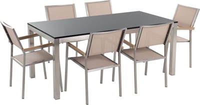 GROSSETO - Tuinset voor 6 -Enkel - Beige - Graniet