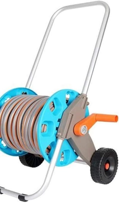 Slanghaspel Wagen - Slanghouder Tuin - Waterleiding Opbergen - Twee Wiel Model - Met 25M Slang - Blauw