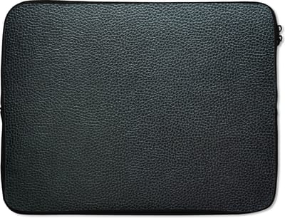 Laptophoes 17 inch - Leer - Structuur - Zwart - Groen - Licht - Laptop sleeve - Binnenmaat 41x28 cm - Zwarte achterkant - Back to school spullen - Schoolspullen jongens en meisjes middelbare school - Macbook air hoes - Chromebook sleeve