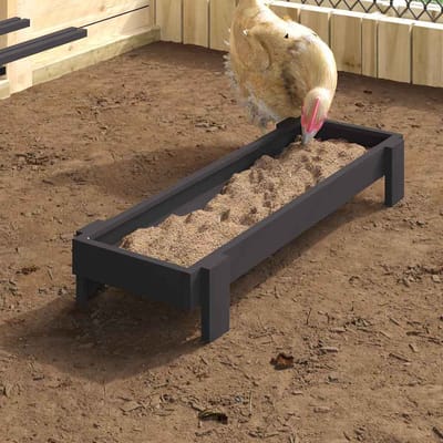 vidaXL Kippen voederbak Zwart 80 x 28 x 13.5 cm Koudgewalst Staal