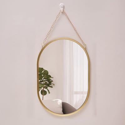 Decoratieve Wandspiegel met Ketting - Elliptische Makeup Spiegel voor Badkamer, Woonkamer en Slaapkamer