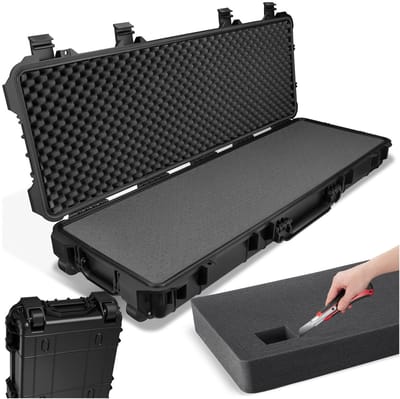 tectake® Universele Koffer - Lang - Camerakoffer - Draagbaar - 3 Handgrepen - Met Schuimstof, 2 wielen en Knipsluitingen - Harde Schaal - 113,5 x 41 x 16 cm - Transport Trolley - Waterdicht - IP55