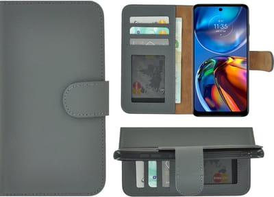 MoDo hoesje Geschikt voor Motorola Moto E32/ E32s - Leer Book Case - Grijs