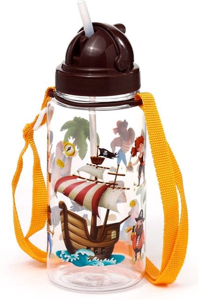 Drinkfles/Waterfles Kind - Jolly Rogers Piraten - Flip Straw - Ecozen - 450ml