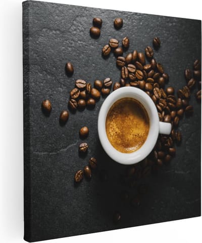 Artaza Canvas Schilderij Koffiebonen - 30x30 cm - Klein - Muurdecoratie Keuken - Wanddecoratie Espresso - Kamer Accessoires