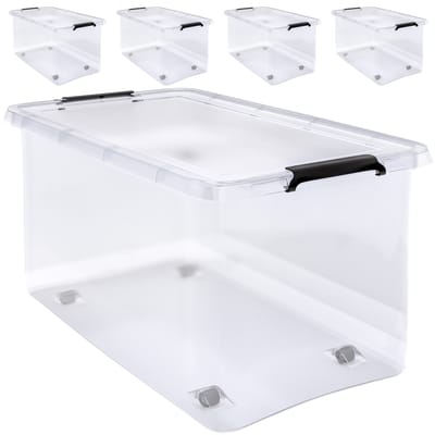 Deuba Opbergbox - Set van 4 Kunststof 60L 58x39x35cm - Transparant