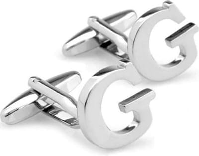 Amanto manchetknopen Letter G - 316L Staal - Alfabet - 16x15mm