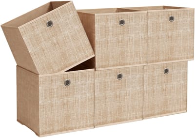 SONGMICS - Opbergbox - Opbergdoos - Set van 6 - Vliesstof met Handgreep - Voor Kast en Organizer