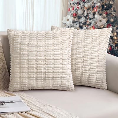 Set van 2 Corduroy Kussenhoezen 40 x 40 cm, Moderne Boho Decoratie, Zachte Kussens voor Bank en Slaapkamer, Beige Kleur
