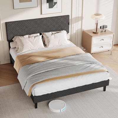 Gestoffeerd Bed - Tweepersoonsbed - Ontspannen Slapen - Verstelbaar Hoofdeinde - 160x200cm - Grijs