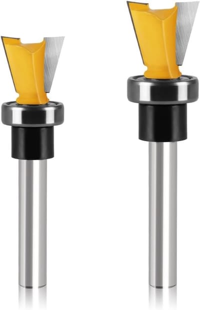Set van 2 Dovetail Frezen met Lager, 6mm Schacht - Houtbewerking, Frees Gereedschap, Precisie Snijders