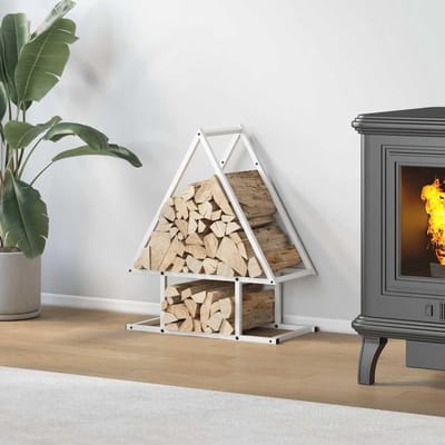 Houtrek - Houtopslag - Haardhout Opslaan - Koudgewalst Staal - 50x25x60 cm - Wit