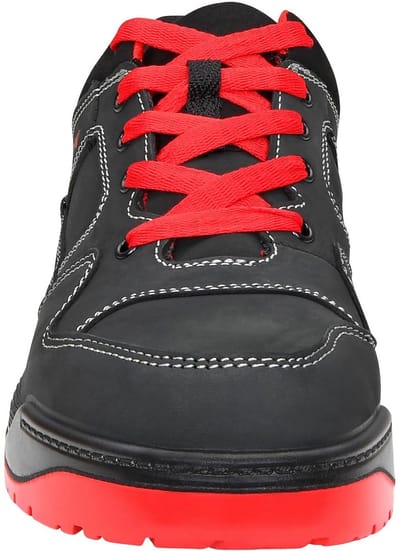 Lage Veiligheidsschoenen S3 Zwart Rood Sportief Heren Leer Stalen Neus ESD