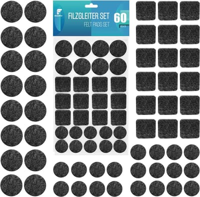 Hoogwaardige Vilt Meubelpads - 60 Stuks Zwarte Vilt Pads van 3mm Dikte voor Meubelvoeten en Stoelpootbescherming