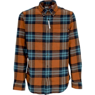 Herenshirt met lange mouwen L/s Zwaar flanellen geruit overhemd Arganolie