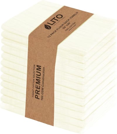Kookhanddoeken en Meelzakdoeken | 70x70 cm | 12 Stuks | 130 Draadtelling | Duurzame Keukenhanddoeken