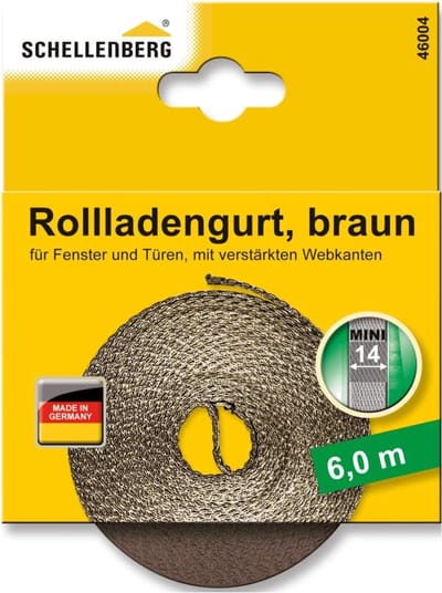 Rolluikgordel - Rolluiklint - Handmatige bediening - Mini systeem compatibel - 6 meter lang 14mm breed - Bruin