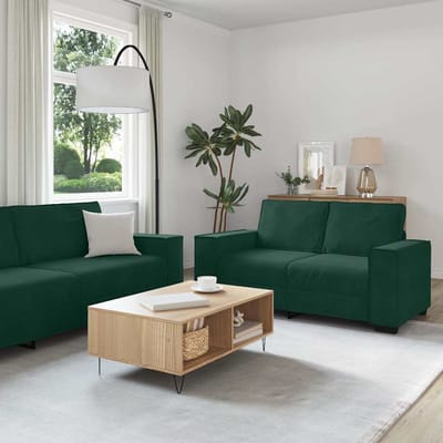 vidaXL - 2-delige - Loungeset - met - kussens - fluweel - donkergroen