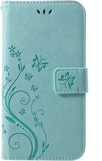 Peachy Vlinder Wallet Kunstleer hoesje geschikt voor iPhone XR TPU Case - Cyaan