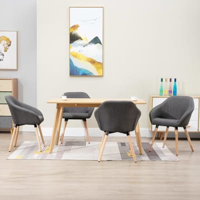 vidaXL - Eetkamerstoelen - 4 - st - stof - donkergrijs