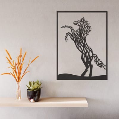 Wanddecoratie Paard - Muurdecoratie Paard - Muurdecoratie Hout - Wanddecoratie Hout - Muurdecoratie Woonkamer - Wanddecoratie Woonkamer - Wanddecoratie Industrieel - Wanddecoratie Dieren - Home Decor - Wall Line Art - 39 x 29 cm