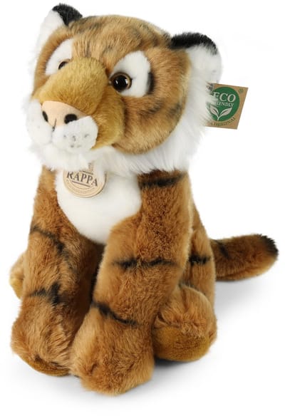 Rappa ECO knuffel tijger 30 cm - realistische knuffel van recyclede PET flessen - zwart, bruin