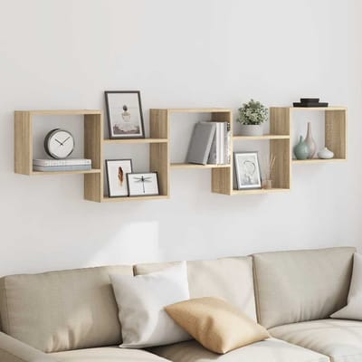 vidaXL - Wandschap - kubus - 5 - vakken - bewerkt - hout - sonoma - eikenkleurig