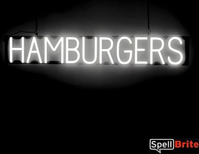 HAMBURGERS - Lichtreclame Neon LED bord verlicht | SpellBrite | 102 x 16 cm | 6 Dimstanden - 8 Lichtanimaties | Reclamebord neon verlichting