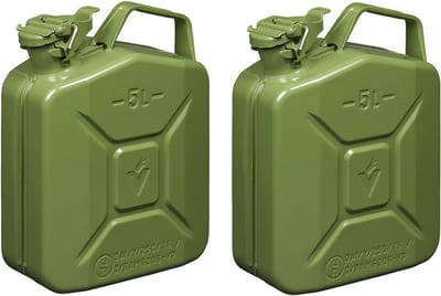 Pro Plus Jerrycan - Set van 2x stuks - brandstof - 5 liter - legergroen - geschikt voor brandstof - benzine / diesel