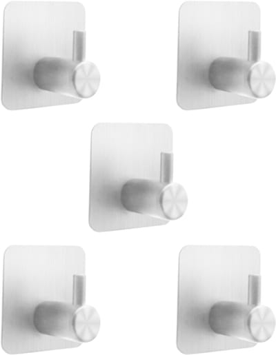 Purepeak Handdoekhaakjes Set 5 Stuks - Zilver - Zelfklevend - Sleutelrekje