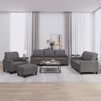 vidaXL - 4-delige - Loungeset - met - kussens - kunstleer - bruin