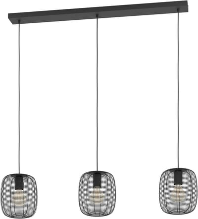 EGLO Derwen Hanglamp - E27 - 3 lichts - 106 cm - Zwart - Staal
