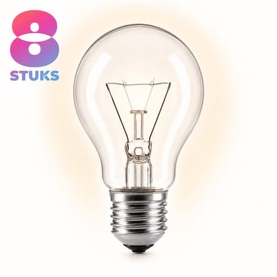 8x Peertje Gloeilamp E27 - 25W - Warm Wit Licht (2700K) - 300 lm - 1 jaar - Dimbaar