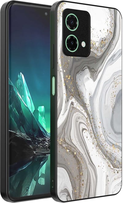 Geschikt voor Motorola Edge 40 Neo Telefoonhoesje met marmer opdruk - TPU backcover case marble design - Zilver - Smartphonica geschikt voor Motorola Edge 40 Neo