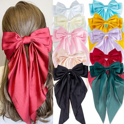 Oversized Haaraccessoires met Lint - 2 Stuks Haarspeldjes met Grote Strikken