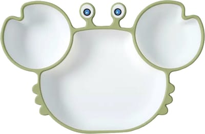 KimDo - Kinderbord met vakjes en een zuignap - groen - Siliconen bord - antislip - kinderen - kinderservies- baby servies - baby bordje